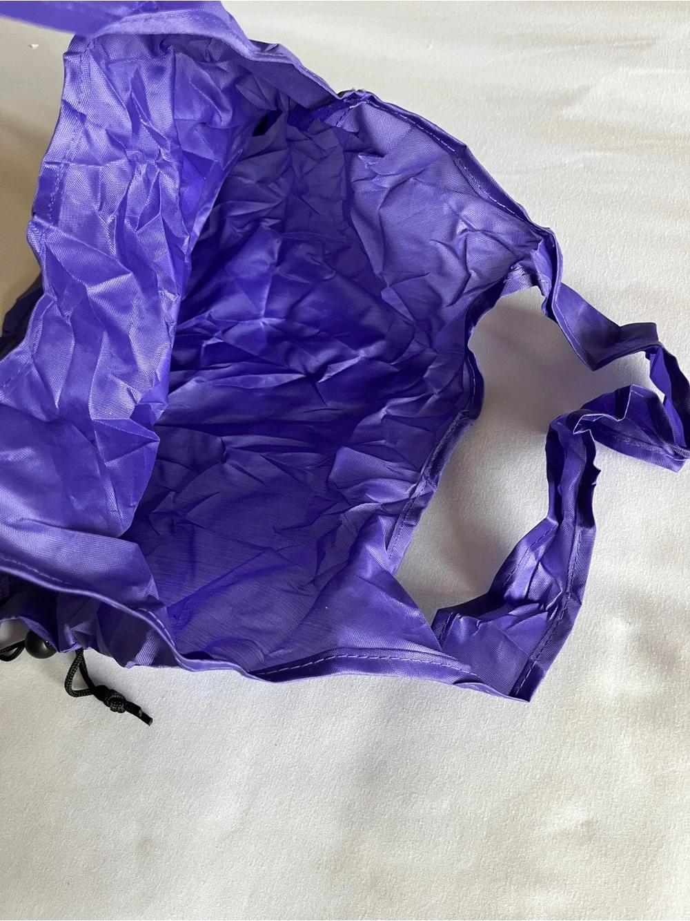 NYU Purple Nylon Packable Reusable Shopping Tote Bag Drawstring Pouch Blue 12x12